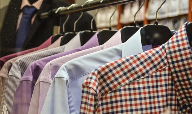 Row of shirts on hangers